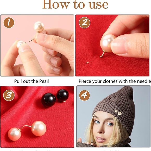 2 Pieces Faux Pearl Brooch Pins Neckline Safety Pins Sweater Shawl - Picture 11 of 11